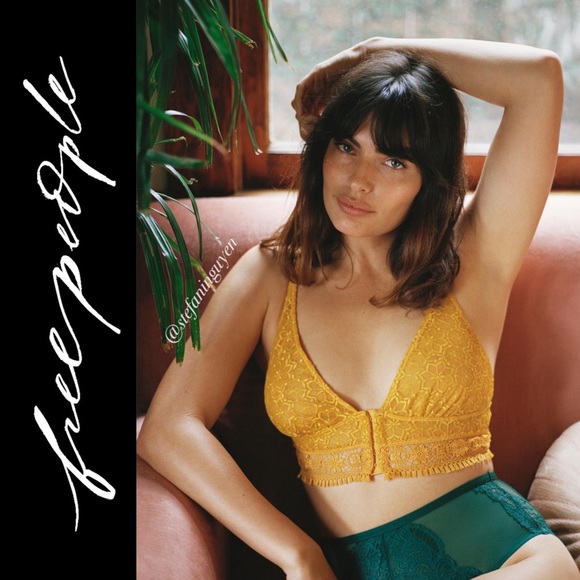 ⬇️ Free People Gold Ella Longline Bralette - Picture 1 of 8